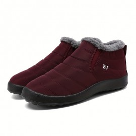 Men's Snow Boots, Warm Fleece Cozy Non-slip Ankle Boots Plush Comfy Outdoor Hiking Shoes Lined Trekking Shoes, Winter