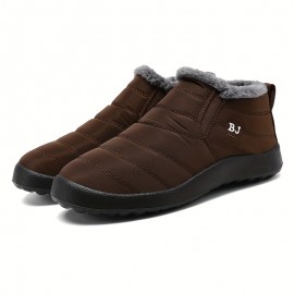 Men's Snow Boots, Warm Fleece Cozy Non-slip Ankle Boots Plush Comfy Outdoor Hiking Shoes Lined Trekking Shoes, Winter
