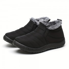 Men's Casual Snow Boots, Anti-skid Windproof Slip On Ankle Boots With Lined Fuzz For Outdoor, Autumn And Winter