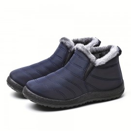 Men's Casual Snow Boots, Anti-skid Windproof Slip On Ankle Boots With Lined Fuzz For Outdoor, Autumn And Winter