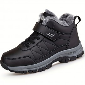 Men's Casual Snow Boots, Anti-skid Windproof High-top Lace-up Boots With Fuzzy Lining For Outdoor Walking Running Hiking, Autumn And Winter