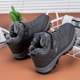 Winter PU Leather Boots Men Shoes Snow Boot Man Plush Keep Warm Sneakers Man Outdoor Ankle Snow Boots Casual Shoes