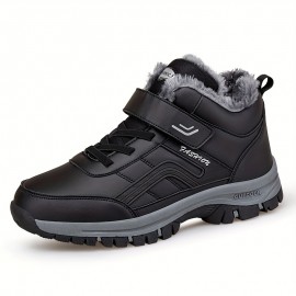 Winter PU Leather Boots Men Shoes Snow Boot Man Plush Keep Warm Sneakers Man Outdoor Ankle Snow Boots Casual Shoes
