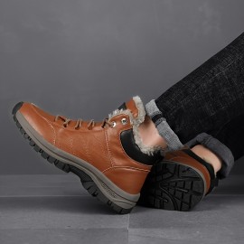 Men's Snow Boots Winter Outdoor Hiking Shoes Non-Slip Wear-resistant Shoes With Fuzzy Lining