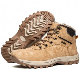Men's Insulated Snow Boots, Winter Thermal Shoes, Windproof Outdoor Hiking Trekking Boots With Fuzzy Lining