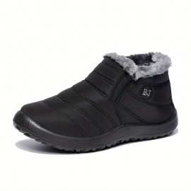 Men's Waterproof Snow Boots, Warm Fleece Cozy Non-slip Ankle Boots Plush Comfy Outdoor Hiking Shoes Fur Lined Trekking Shoes, Winter