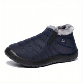 Men's Waterproof Snow Boots, Warm Fleece Cozy Non-slip Ankle Boots Plush Comfy Outdoor Hiking Shoes Fur Lined Trekking Shoes, Winter