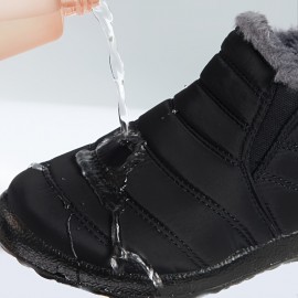Water Repellent Men's Women's Snow Boots, Winter Thermal Shoes, Windproof Hiking Boots With Fuzzy Lining