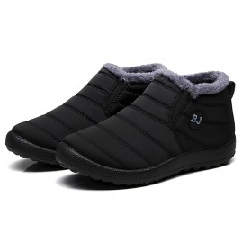 Water Repellent Men's Women's Snow Boots, Winter Thermal Shoes, Windproof Hiking Boots With Fuzzy Lining