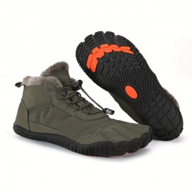 Men's Trendy Warm Plush Lining Snow Boots With Adjustable Buckle, Comfy Non Slip Casual Shoes, Winter