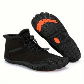 Men's Trendy Warm Plush Lining Snow Boots With Adjustable Buckle, Comfy Non Slip Casual Shoes, Winter