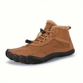 Men's Trendy Warm Plush Lining Snow Boots With Adjustable Buckle, Comfy Non Slip Casual Shoes, Winter