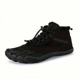 Men's Trendy Warm Plush Lining Snow Boots With Adjustable Buckle, Comfy Non Slip Casual Shoes, Winter