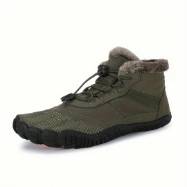 Men's Trendy Warm Plush Lining Snow Boots With Adjustable Buckle, Comfy Non Slip Casual Shoes, Winter