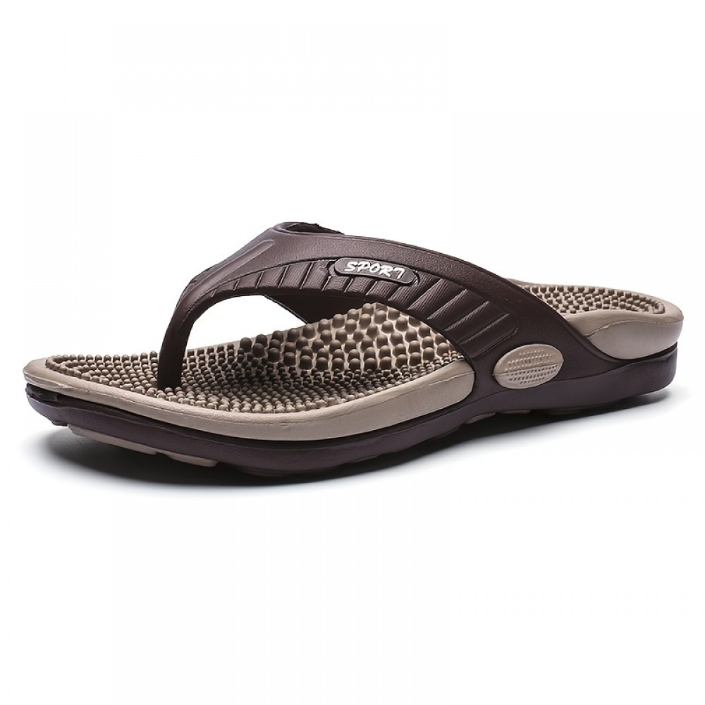 Men Acupressure Massage Reflexology Flip Flops Shock Absorption Lightweight Non Slip Thong Sandals For Indoor Outdoor Beach Summer