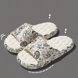 Men's Graphic Slides, Casual Non Slip Slippers, Open Toe EVA Shoes For Indoor Outdoor Beach Shower, Spring And Summer, With Plus Sizes Available