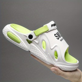 Men's Stylish Letters Print Outdoor Slip On Clog Sandals With Assorted Colors, Casual Outdoor Walking Shoes