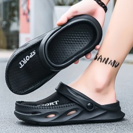 Men's Mesh Breathable Comfy Clogs, Hollow Out Non-Slip Garden Shoes, Summer