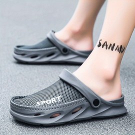 Men's Mesh Breathable Comfy Clogs, Hollow Out Non-Slip Garden Shoes, Summer