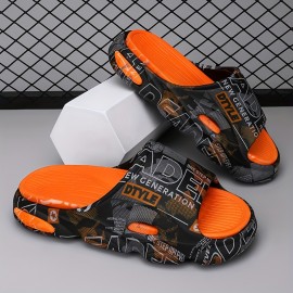 Men's Color Block Slides, Casual Lightweight Non Slip Slippers, Open Toe Soft Sole Shoes For Indoor Outdoor Beach Shower, Spring And Summer