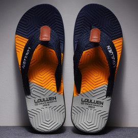 Men's Trendy New Color Block Flip Flops Quick Drying Slides Slippers For Indoor Outdoor Shower Beach Pool