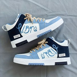 Men's High Top Skate Shoes With Good Grip, Breathable Lace-up Sneakers, Men's Footwear