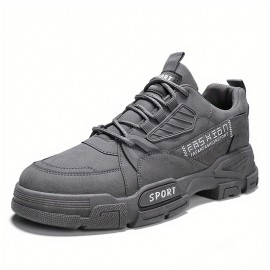 Men's Trendy Solid Ankle Boots, Comfy Non Slip Lace Up Durable Shoes For Men's Outdoor Activities