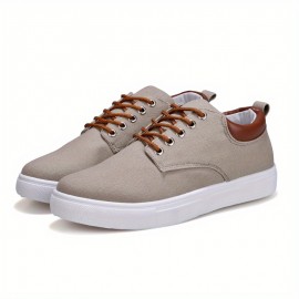 Men's Fashion Canvas Lace-Up Skate Shoes, Comfortable Sneakers, Autumn, Black/Grey/Khaki , For Halloween