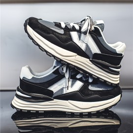 Men's Vintage Chunky Shoes, Comfy Non Slip Casual Soft Sole Lace Up Sneakers For Men's Outdoor Activities