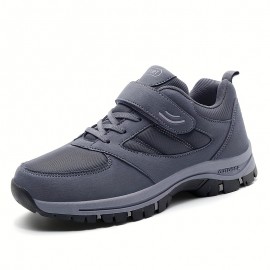 Men's Knit Breathable Casual Shoes With Hook And Loop Fastener, Comfy Soft Sole Sneakers For Outdoor Jogging, Spring And Summer