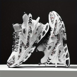 Men's Trendy Color Block Chinese Landscape Lace Up Blade Sneakers With Assorted Colors, Casual Outdoor Walking Shoes