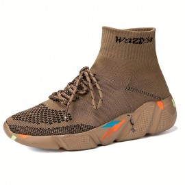 Men's Slip-on Sneakers With Shoelaces - Odor-resistant High Top Athletic Shoes - Lightweight And Breathable
