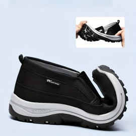 Plus Size Men's Trendy Woven Knit Breathable Slip On Loafer Shoes, Comfy Non Slip Durable Sneakers For Men's Outdoor Activities