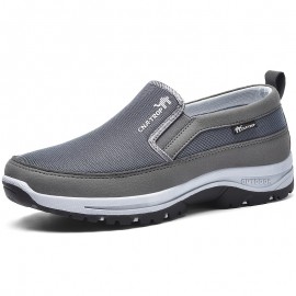 Plus Size Men's Trendy Woven Knit Breathable Slip On Loafer Shoes, Comfy Non Slip Durable Sneakers For Men's Outdoor Activities