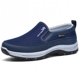 Plus Size Men's Trendy Woven Knit Breathable Slip On Loafer Shoes, Comfy Non Slip Durable Sneakers For Men's Outdoor Activities