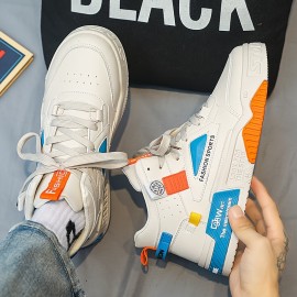 Men's Trendy High Top Skate Shoes, Comfy Non Slip Casual Lace Up Sneakers For Men's Outdoor Activities