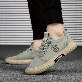 Men's Solid Canvas Skate Shoes, Comfy Non Slip Casual Sneakers For Men's Outdoor Activities