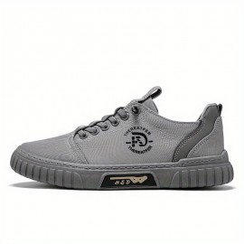 Men's Solid Canvas Skate Shoes, Comfy Non Slip Casual Sneakers For Men's Outdoor Activities