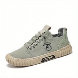 Men's Solid Canvas Skate Shoes, Comfy Non Slip Casual Sneakers For Men's Outdoor Activities