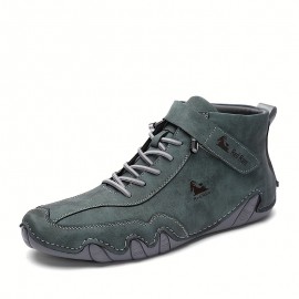 Men's PLUS SIZE Casual Ankle Boots, Breathable Slip-resistant Lace-up Walking Shoes For Outdoor, Spring Autumn And Winter