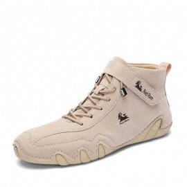 Men's PLUS SIZE Casual Ankle Boots, Breathable Slip-resistant Lace-up Walking Shoes For Outdoor, Spring Autumn And Winter