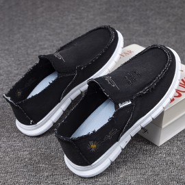 Men's Ripped And Distressed Design Loafer Shoes, Breathable Lightweight Non-slip Slip-On Shoes, Men's Footwear, Spring And Summer