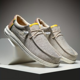 Men's Loafer Shoes With Decorative Shoelaces, Comfy Non-slip Slip On Breathable Shoes, Spring And Summer