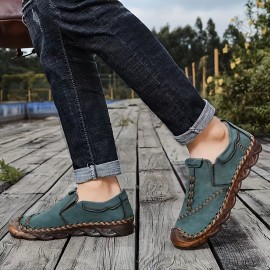 Men's Trendy Stitched No Tie Slip On Lace Free Loafers With Assorted Colors, Outdoor Casual Walking Shoes For Summer
