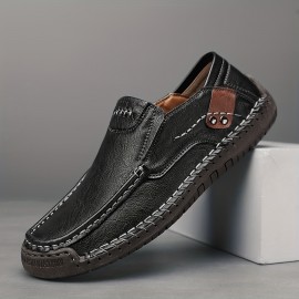 Men's Stitching Casual Loafers, Breathable Lightweight Anti-skid Slip On Shoes For Outdoor Walking Driving, Spring Summer And Autumn