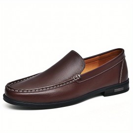Men's Trendy Leather Moccasins, Odor-resistant Lightweight Non-slip Slip On Shoes For Business Formal Occasions