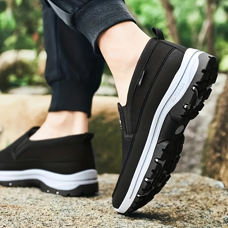 plus size mens trendy woven knit breathable slip on loafer shoes comfy non slip durable sneakers for mens outdoor activities details 0